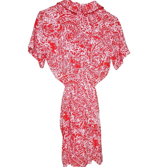 Karlie Linen Blend Mini Dress Small Orange White Cut Out Short Sleeve Summer - Picture 2 of 6